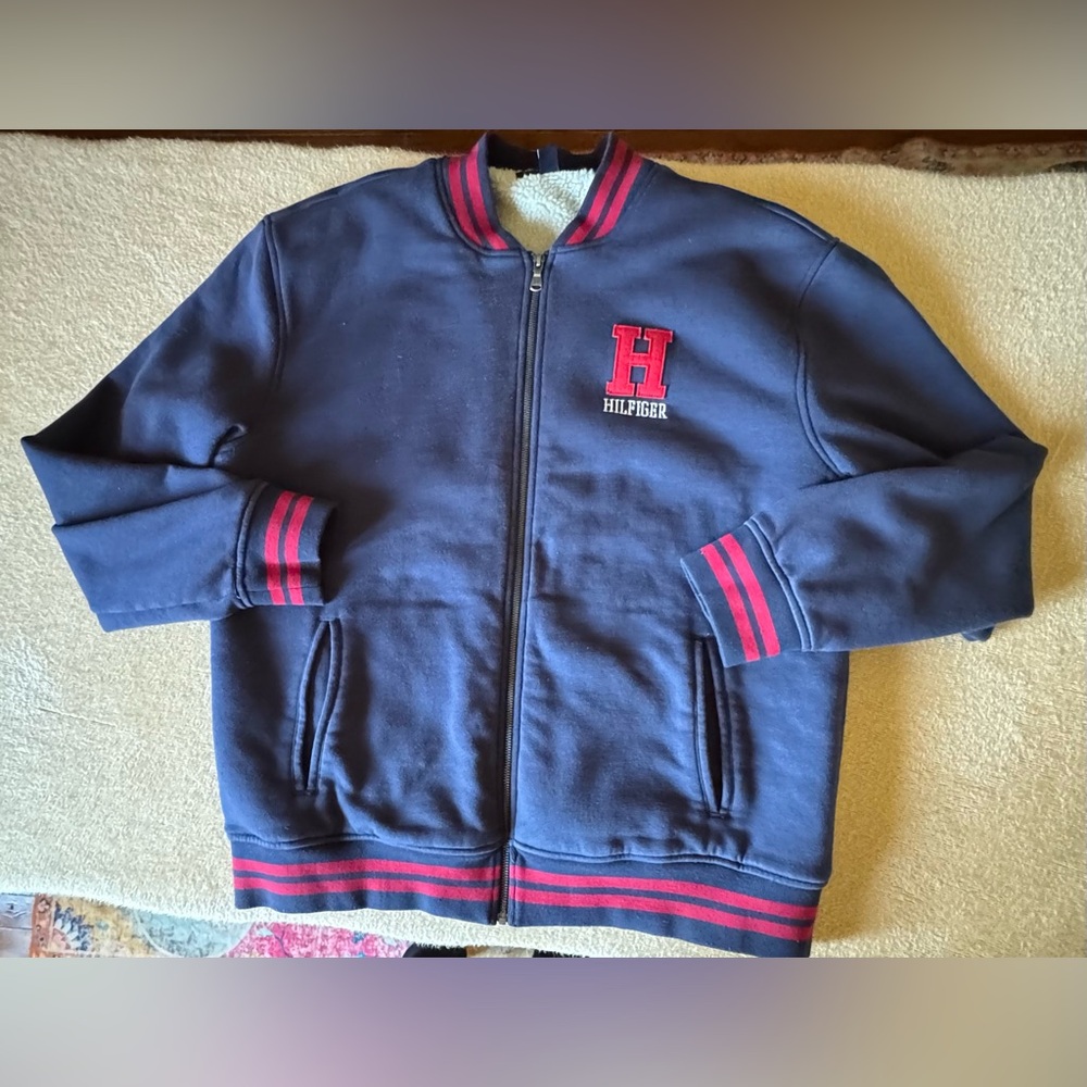 Tommy Hilfiger Navy and Red Bomber Jacket